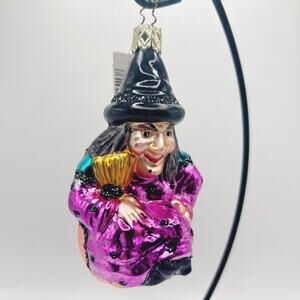 Vintage Neiman Marcus INGE West Germany Hand Blown Glass Witch Ornament NWT